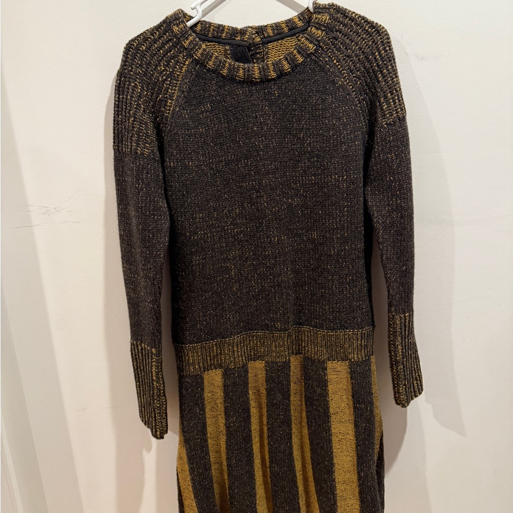 Burberry Brit - Striped Black and Gold Sweater Dress size L